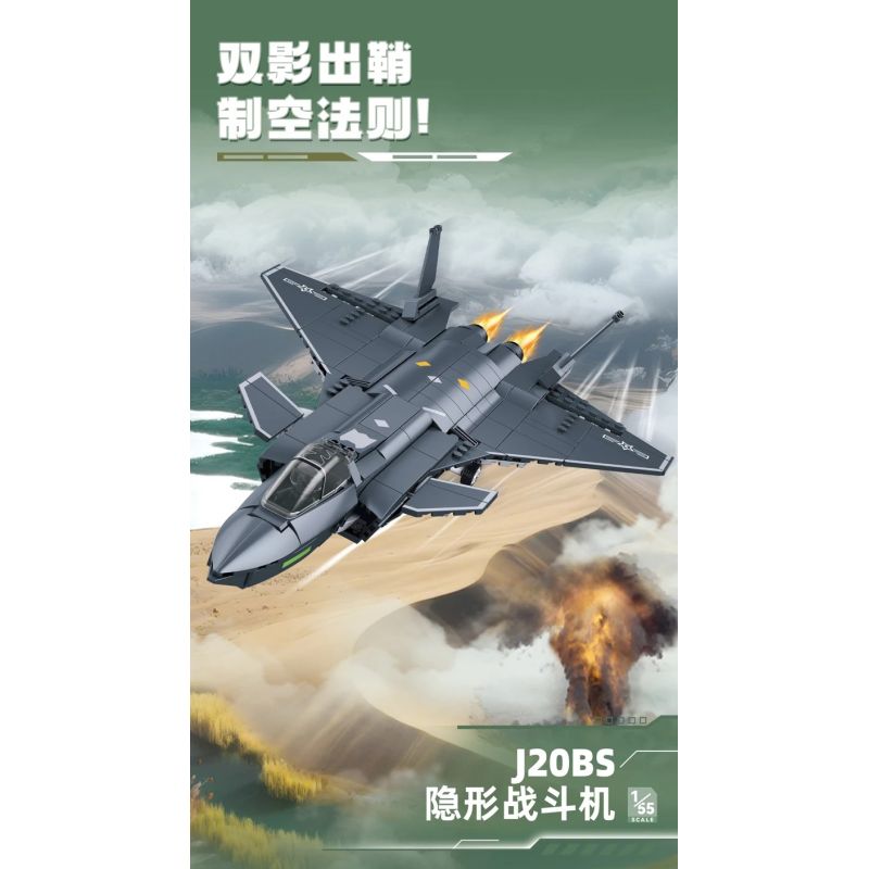 SLUBAN M38-B1579 B1579 1579 M38B1579 38-B1579 MÁY BAY CHIẾN ĐẤU TÀNG HÌNH J20BS 1:55 tỷ lệ 1:55 bộ đồ chơi xếp lắp ráp ghép mô hình Military Army Quân Sự Bộ Đội 346 khối