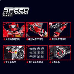 JUGO S3322 3322 FIRE CLOUD GOD KING 918 XE MÁY THỂ THAO MECHA ROBOT bộ đồ chơi xếp lắp ráp ghép mô hình Racers Đua Tốc Độ 488 khối