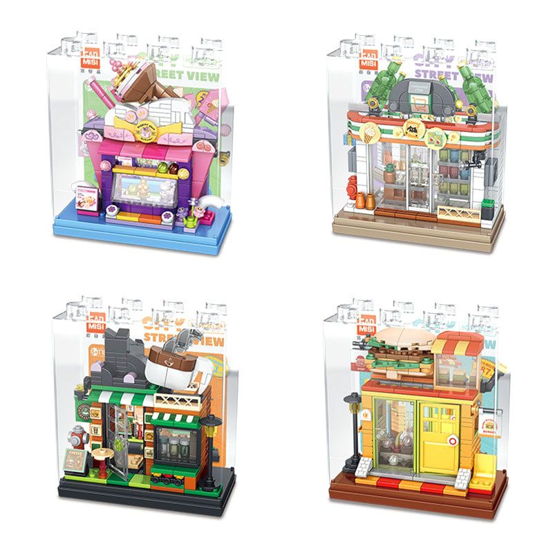 GAOMISI T1095 1095 CITY STREET VIEW 4 MÔ HÌNH bộ đồ chơi xếp lắp ráp ghép mô hình 775 khối