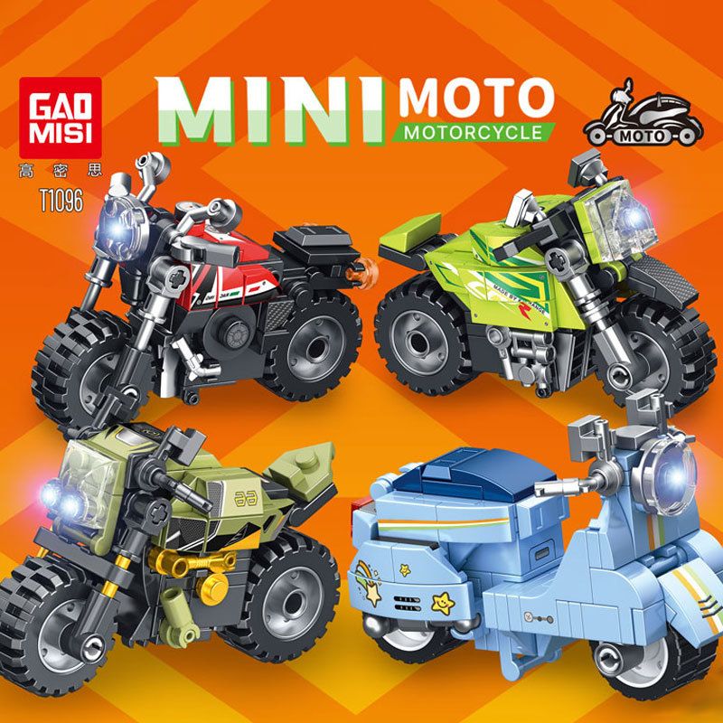 GAOMISI T1096 1096 MÔ HÌNH MINI MOTORCYCLE 4 bộ đồ chơi xếp lắp ráp ghép mô hình Racers Đua Tốc Độ 430 khối