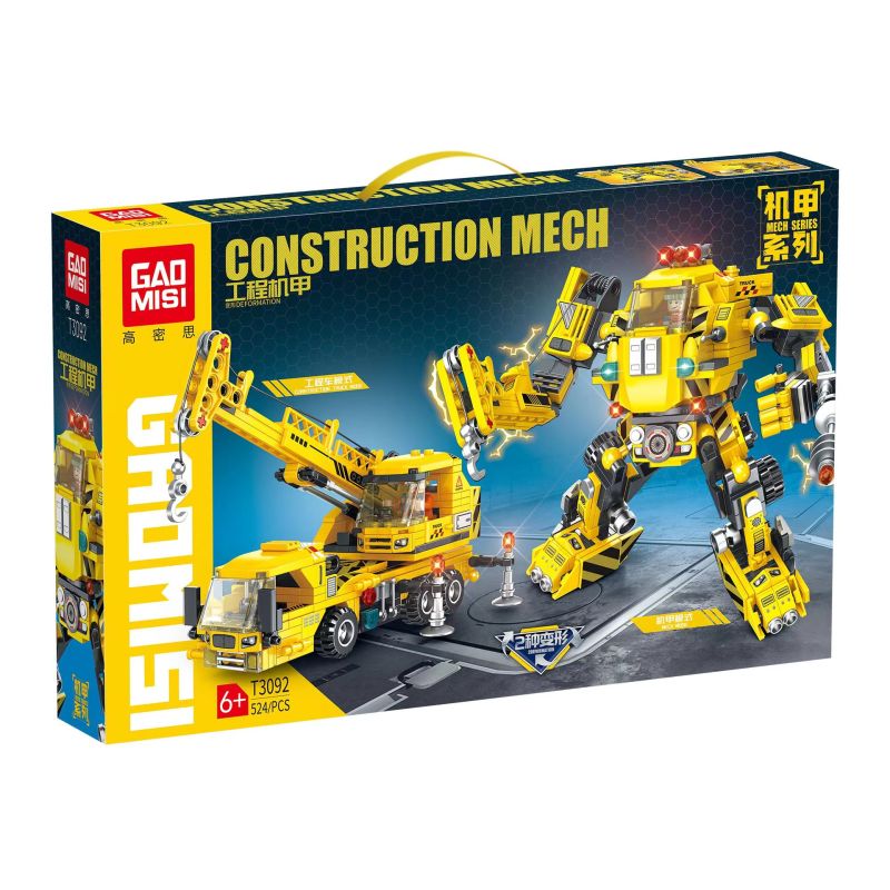 GAOMISI T3092 3092 CẦN CẨU HAI BỘ CHUYỂN ĐỔI MECHA bộ đồ chơi xếp lắp ráp ghép mô hình 524 khối