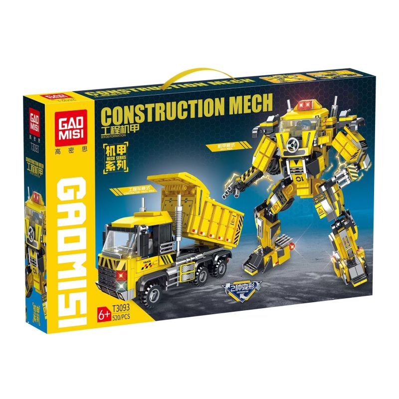 GAOMISI T3093 3093 XE TẢI CHUYỂN ĐỔI THỨ HAI MECHA bộ đồ chơi xếp lắp ráp ghép mô hình 520 khối