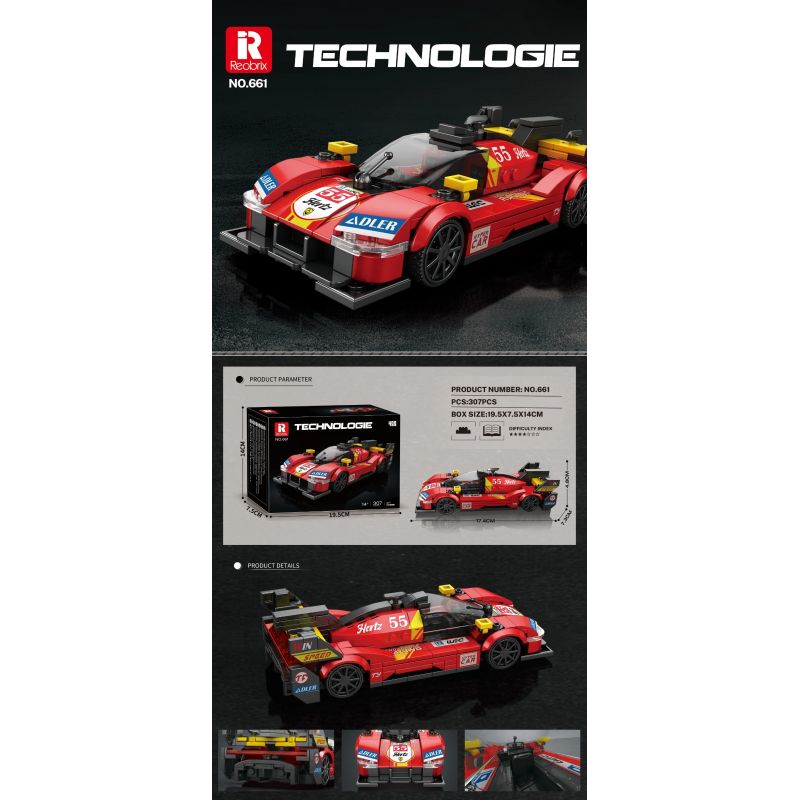 REOBRIX 661 FERRARI 499P SUPERCAR bộ đồ chơi xếp lắp ráp ghép mô hình Speed Champions Racing Cars Đua Xe Công Thức 307 khối