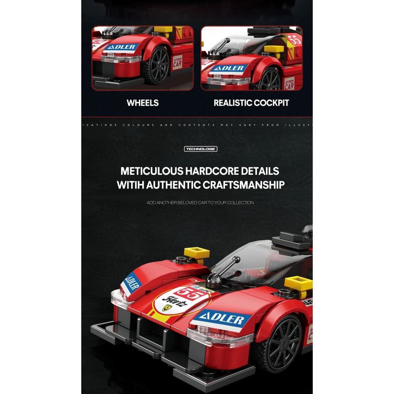 REOBRIX 661 FERRARI 499P SUPERCAR bộ đồ chơi xếp lắp ráp ghép mô hình Speed Champions Racing Cars Đua Xe Công Thức 307 khối