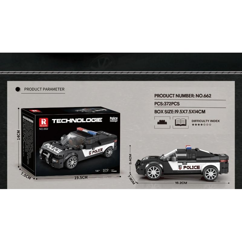 REOBRIX 662 XE CẢNH SÁT DOGE bộ đồ chơi xếp lắp ráp ghép mô hình Speed Champions Racing Cars Đua Xe Công Thức 372 khối