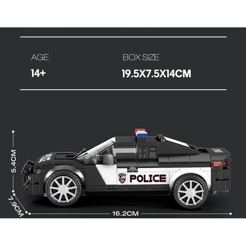 REOBRIX 662 XE CẢNH SÁT DOGE bộ đồ chơi xếp lắp ráp ghép mô hình Speed Champions Racing Cars Đua Xe Công Thức 372 khối