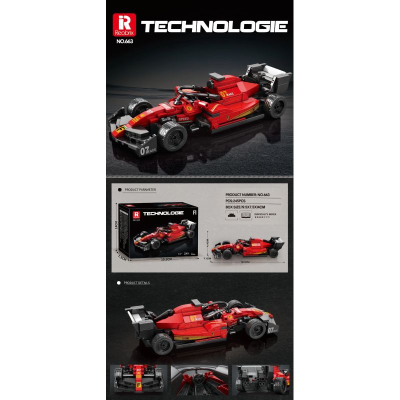 REOBRIX 663 CÔNG THỨC XE ĐUA F1 bộ đồ chơi xếp lắp ráp ghép mô hình Speed Champions Racing Cars Đua Xe Công Thức 245 khối