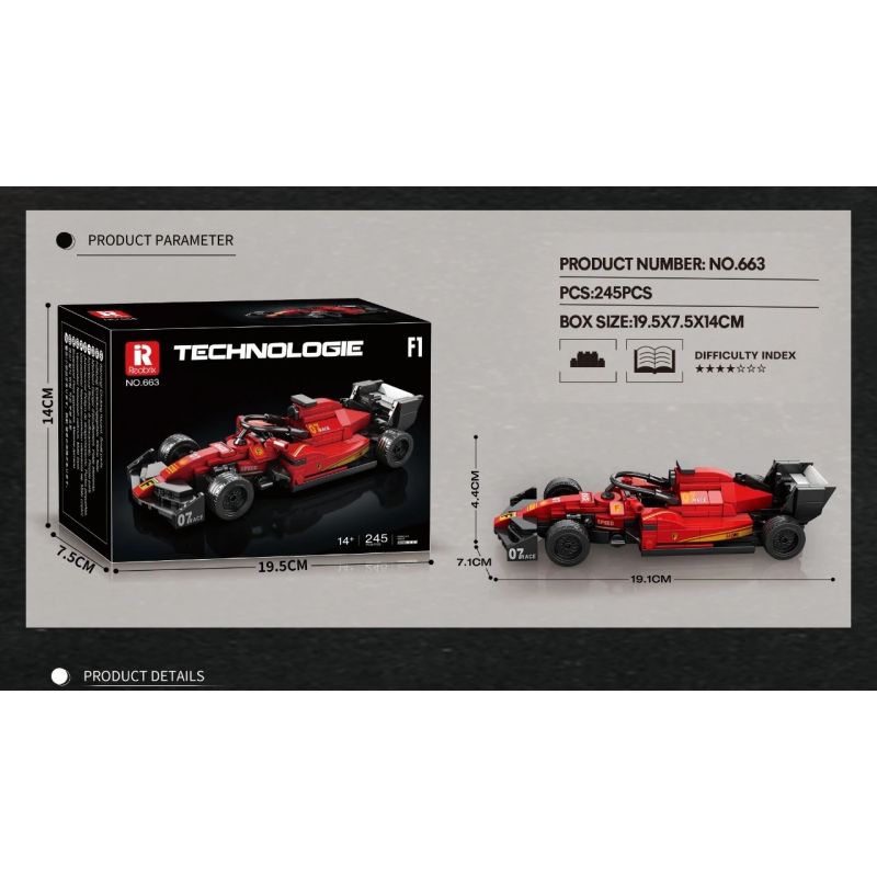 REOBRIX 663 CÔNG THỨC XE ĐUA F1 bộ đồ chơi xếp lắp ráp ghép mô hình Speed Champions Racing Cars Đua Xe Công Thức 245 khối