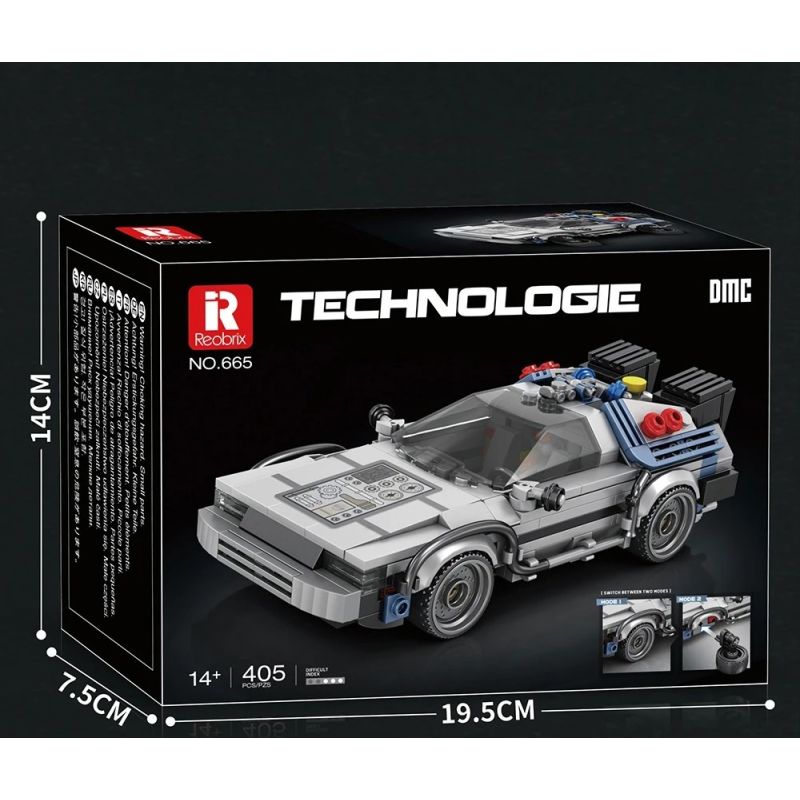 REOBRIX 665 QUAY LẠI TƯƠNG LAI XE THỂ THAO DMC DELOREAN bộ đồ chơi xếp lắp ráp ghép mô hình Speed Champions Racing Cars Đua Xe Công Thức 405 khối