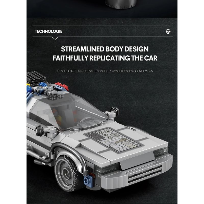 REOBRIX 665 QUAY LẠI TƯƠNG LAI XE THỂ THAO DMC DELOREAN bộ đồ chơi xếp lắp ráp ghép mô hình Speed Champions Racing Cars Đua Xe Công Thức 405 khối