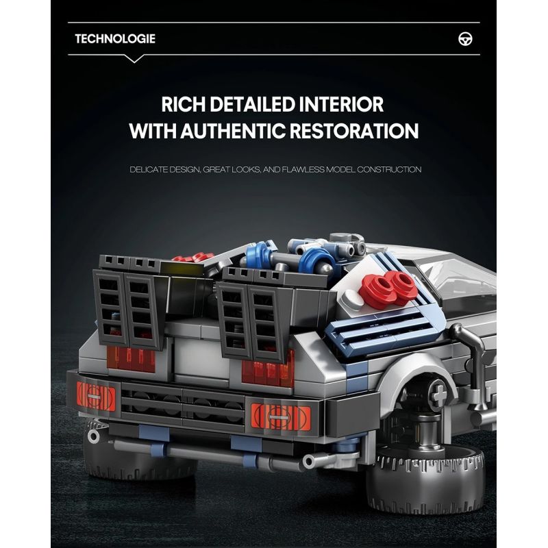 REOBRIX 665 QUAY LẠI TƯƠNG LAI XE THỂ THAO DMC DELOREAN bộ đồ chơi xếp lắp ráp ghép mô hình Speed Champions Racing Cars Đua Xe Công Thức 405 khối