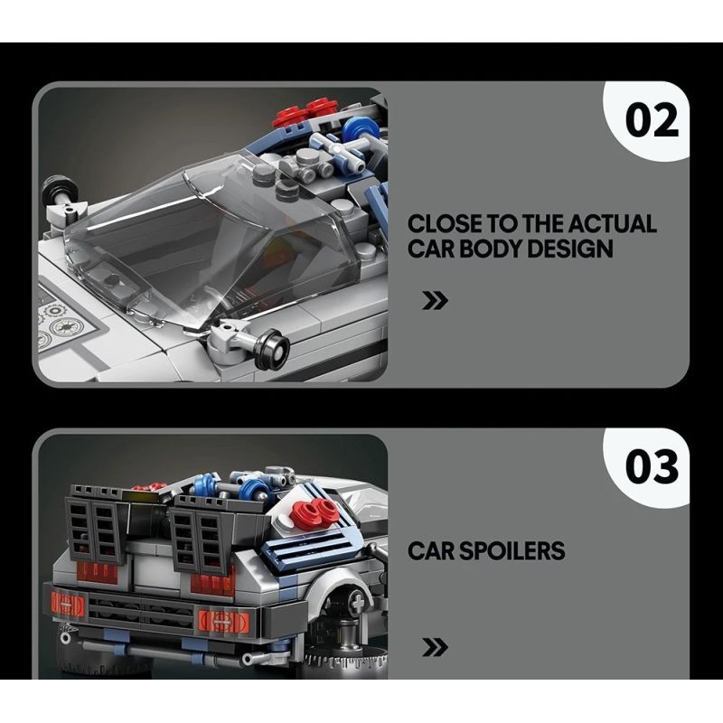 REOBRIX 665 QUAY LẠI TƯƠNG LAI XE THỂ THAO DMC DELOREAN bộ đồ chơi xếp lắp ráp ghép mô hình Speed Champions Racing Cars Đua Xe Công Thức 405 khối