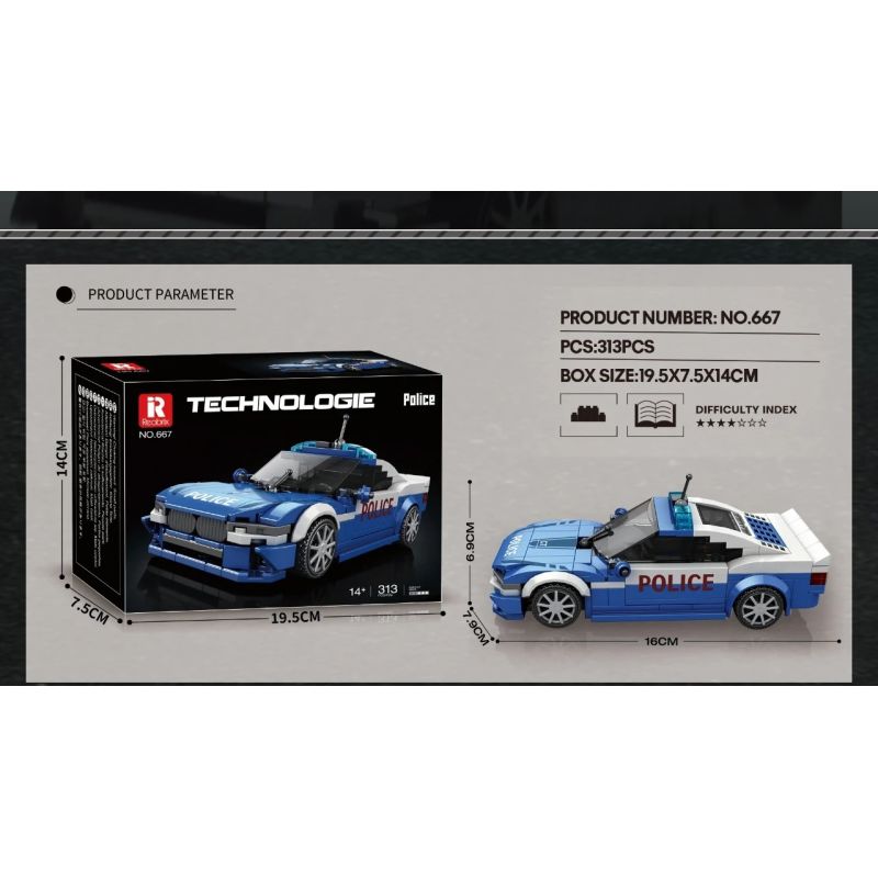 REOBRIX 667 XE CẢNH SÁT bộ đồ chơi xếp lắp ráp ghép mô hình Speed Champions Racing Cars Đua Xe Công Thức 313 khối