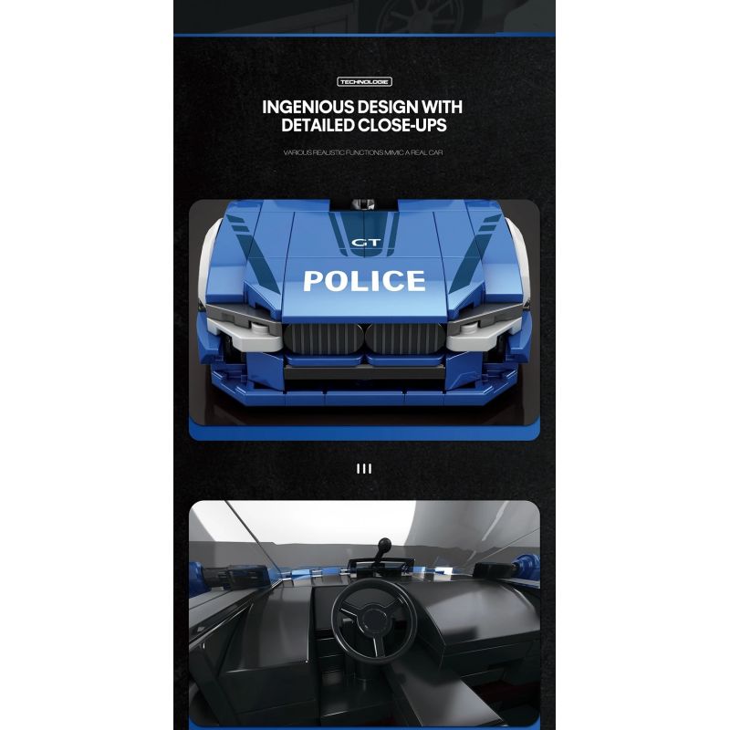 REOBRIX 667 XE CẢNH SÁT bộ đồ chơi xếp lắp ráp ghép mô hình Speed Champions Racing Cars Đua Xe Công Thức 313 khối