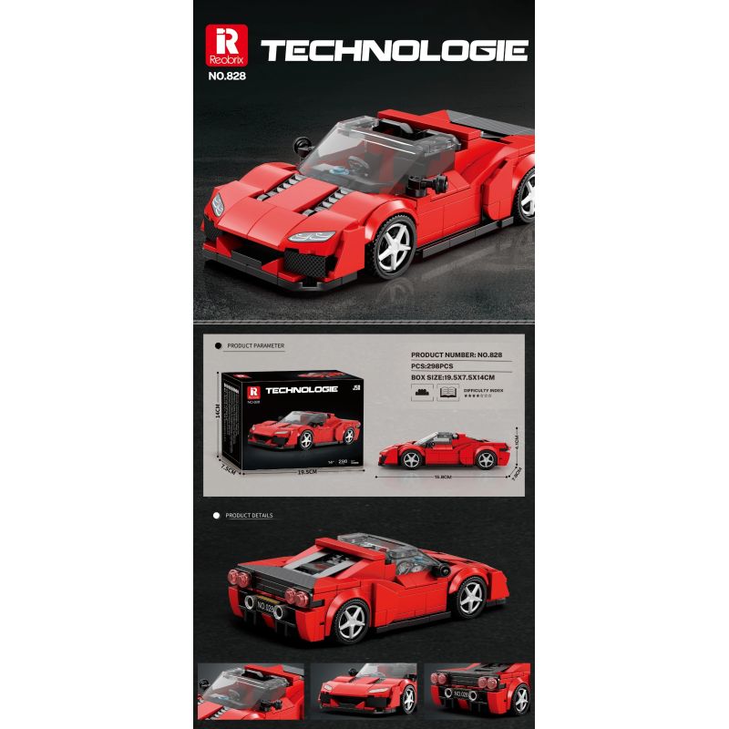 REOBRIX 828 SIÊU XE FERRARI J50 bộ đồ chơi xếp lắp ráp ghép mô hình Speed Champions Racing Cars Đua Xe Công Thức 298 khối