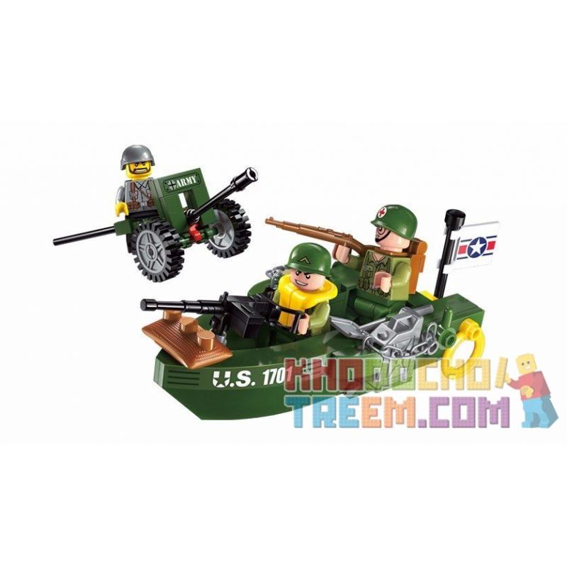 Enlighten 1701 Qman 1701 Xếp hình kiểu Lego TACTICAL ESPIONAGE ACTION Tactical Espionage Action Combat Zones Fire Battlefield Series Beach Landing Battle Phòng Thủ Bờ Biển 99 khối