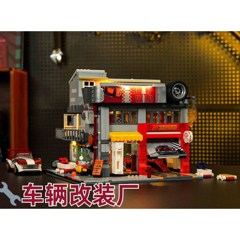 Lumibricks L9088 Xếp hình lắp ráp ghép mô hình Phố Mỹ: Nhà máy sửa đổi xe