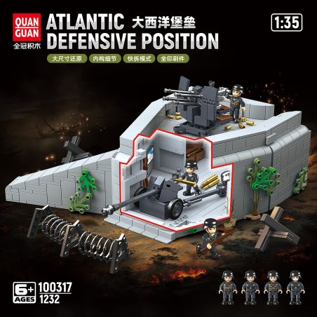 QuanGuan 100317 Quan Guan 100317 PHÁO ĐÀI ĐẠI TÂY DƯƠNG 1:35 tỷ lệ 1:35 bộ đồ chơi xếp lắp ráp ghép mô hình Military Army Quân Sự Bộ Đội 1232 khối