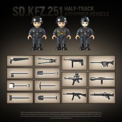 QuanGuan 100319 Quan Guan 100319 SD.KFZ.251 MỘT NỬA XE BỌC THÉP bộ đồ chơi xếp lắp ráp ghép mô hình Military Army SD.KFZ.251 HALF-TRACK ARMORED VEHICLE Quân Sự Bộ Đội 714 khối