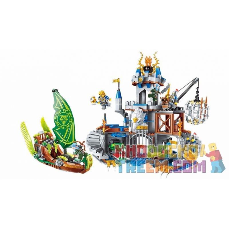 Enlighten 2315 Qman 2315 non Lego LÂU ĐÀI ĐẠI BÀNG bộ đồ chơi xếp lắp ráp ghép mô hình Nexo Knights THE WAR OF GLORY CASTLE - SILVER HAWK Hiệp Sỹ Nexo 656 khối
