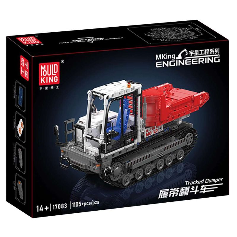 MouldKing 17083 Tracked Dumper Xếp hình lắp ráp ghép mô hình Theo dõi xe tải đổ