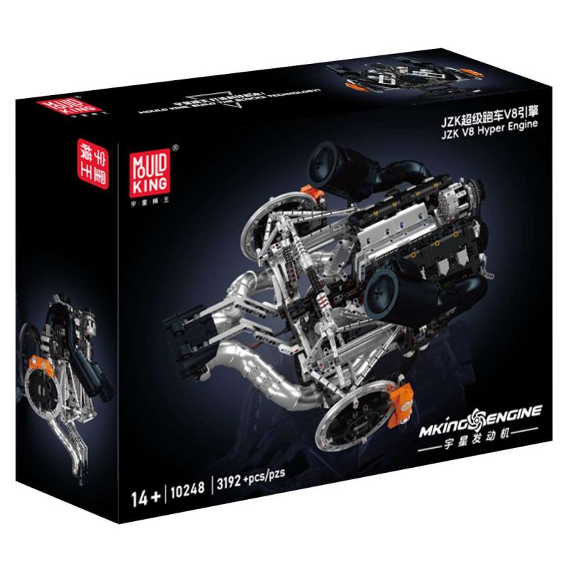 MouldKing 10248 JZK V8 Hyper Engine Xếp hình lắp ráp ghép mô hình Động cơ JZK Supercar V8