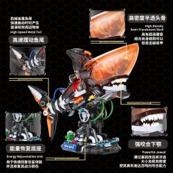 WEKKI 506701 NĂM MÁY MÓC BIỂN CÁ MẬP KHỔNG LỒ ĂN SÓNG bộ đồ chơi xếp lắp ráp ghép mô hình MARINETIC CHRONICLES SHARK-02