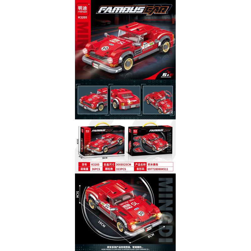 MINGDI LEIBAO K3205 3205 ĐUA XE bộ đồ chơi xếp lắp ráp ghép mô hình Racers Đua Tốc Độ 323 khối