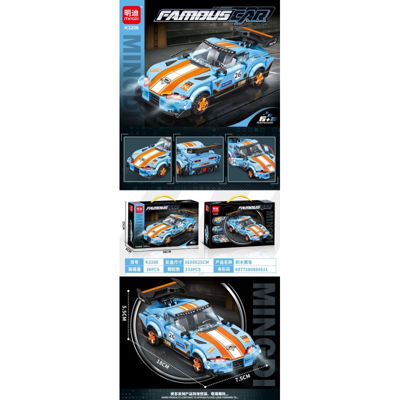 MINGDI LEIBAO K3206 3206 ĐUA XE bộ đồ chơi xếp lắp ráp ghép mô hình Racers Đua Tốc Độ 333 khối
