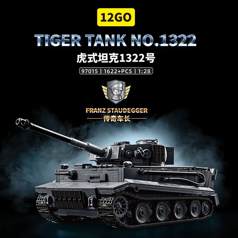12GO 97012 97015 TIGER TANK S04 SỐ 1322 1:28 bộ đồ chơi xếp lắp ráp ghép mô hình Military Army Quân Sự Bộ Đội 1628 khối
