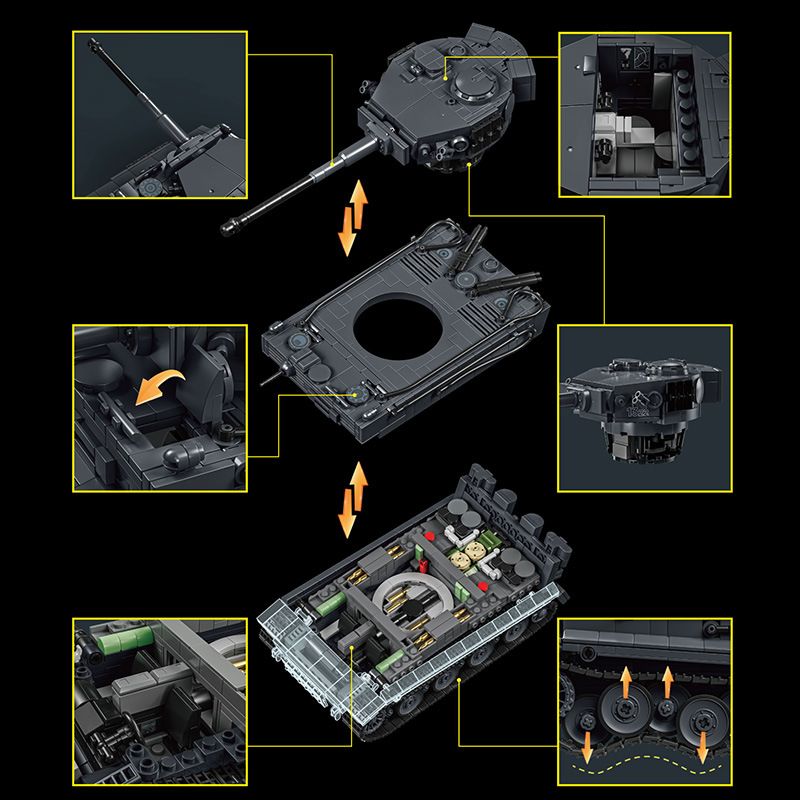 12GO 97012 97015 TIGER TANK S04 SỐ 1322 1:28 bộ đồ chơi xếp lắp ráp ghép mô hình Military Army Quân Sự Bộ Đội 1628 khối