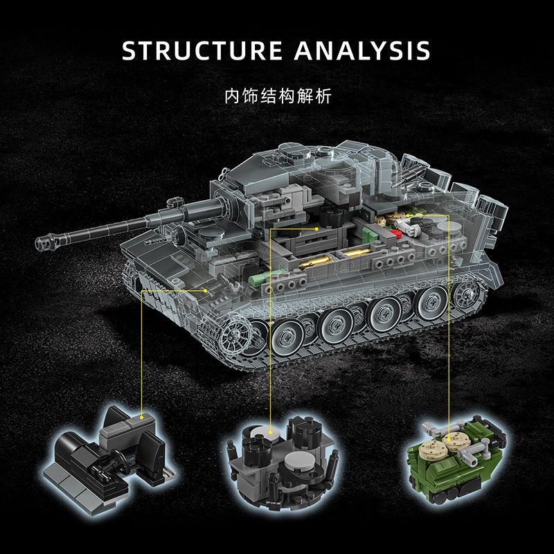 12GO 97012 97015 TIGER TANK S04 SỐ 1322 1:28 bộ đồ chơi xếp lắp ráp ghép mô hình Military Army Quân Sự Bộ Đội 1628 khối