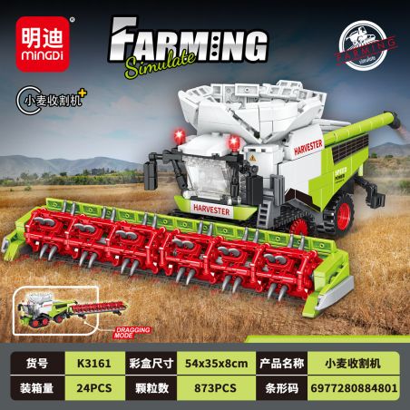 MINGDI LEIBAO K3161 3161 MÁY GẶT LÚA MÌ bộ đồ chơi xếp lắp ráp ghép mô hình City Thành Phố 873 khối