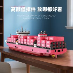 JIESTAR JJ9217 9217 TÀU CHỞ HÀNG MÀU HỒNG MỘT CON CONTAINER bộ đồ chơi xếp lắp ráp ghép mô hình City FREIGHTER CONTAINER SHIP Thành Phố 1446 khối