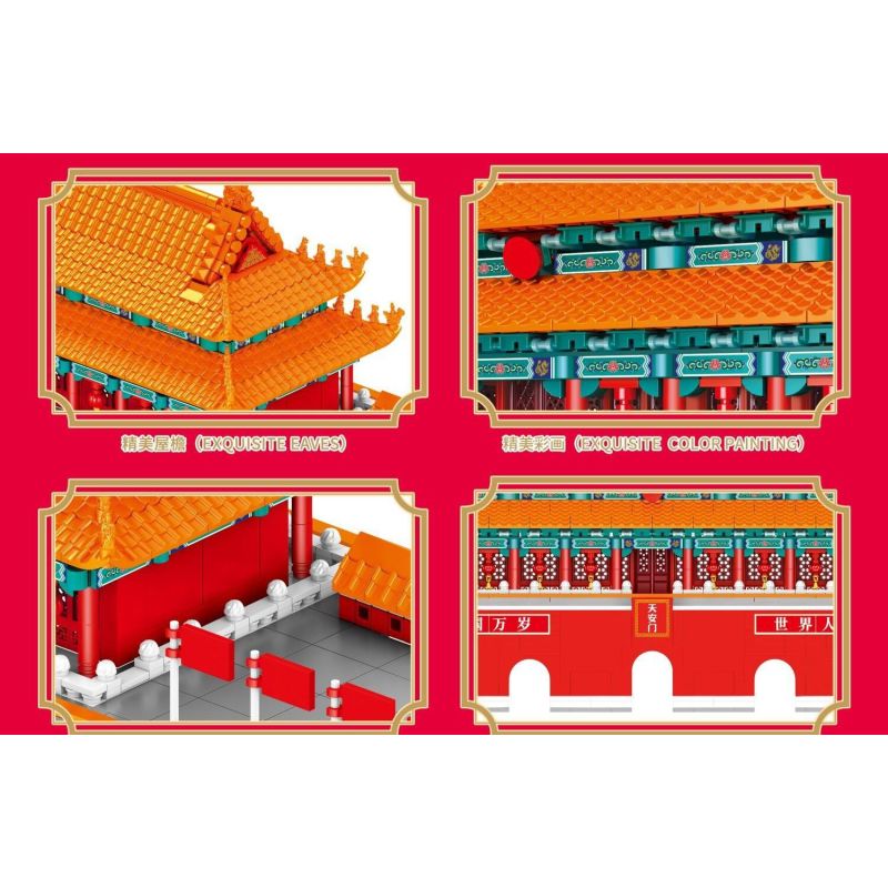 SEMBO 209002 QUẢNG TRƯỜNG THIÊN AN MÔN bộ đồ chơi xếp lắp ráp ghép mô hình Creator Sáng Tạo 3381 khối