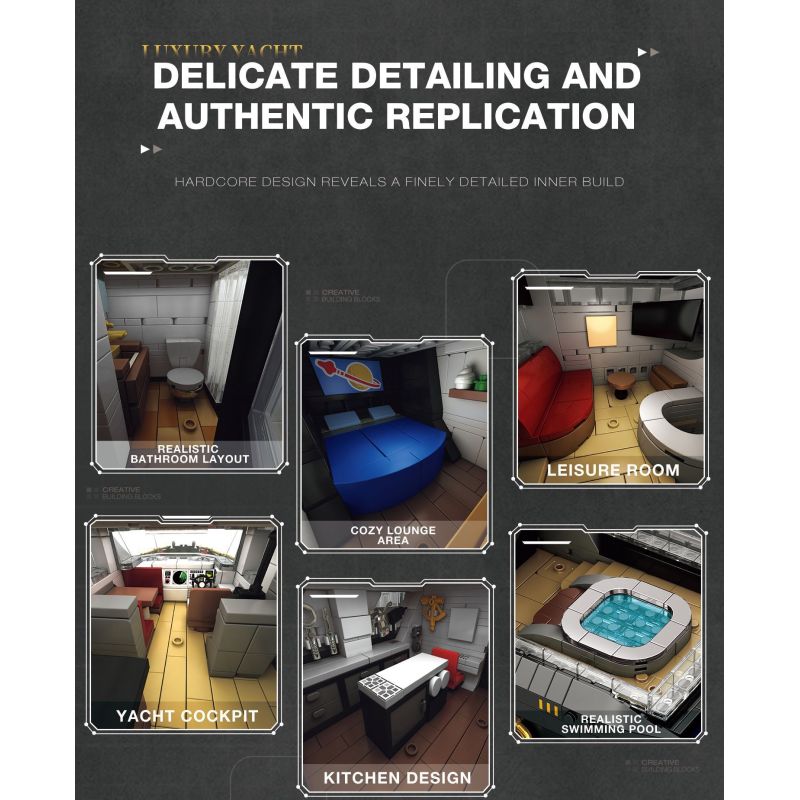 REOBRIX 66103 DU THUYỀN SANG TRỌNG bộ đồ chơi xếp lắp ráp ghép mô hình Creator LUXURY YACHT Sáng Tạo 4421 khối