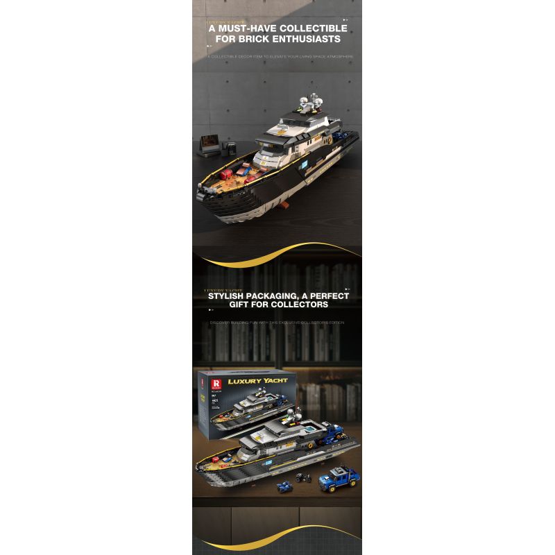 REOBRIX 66103 DU THUYỀN SANG TRỌNG bộ đồ chơi xếp lắp ráp ghép mô hình Creator LUXURY YACHT Sáng Tạo 4421 khối