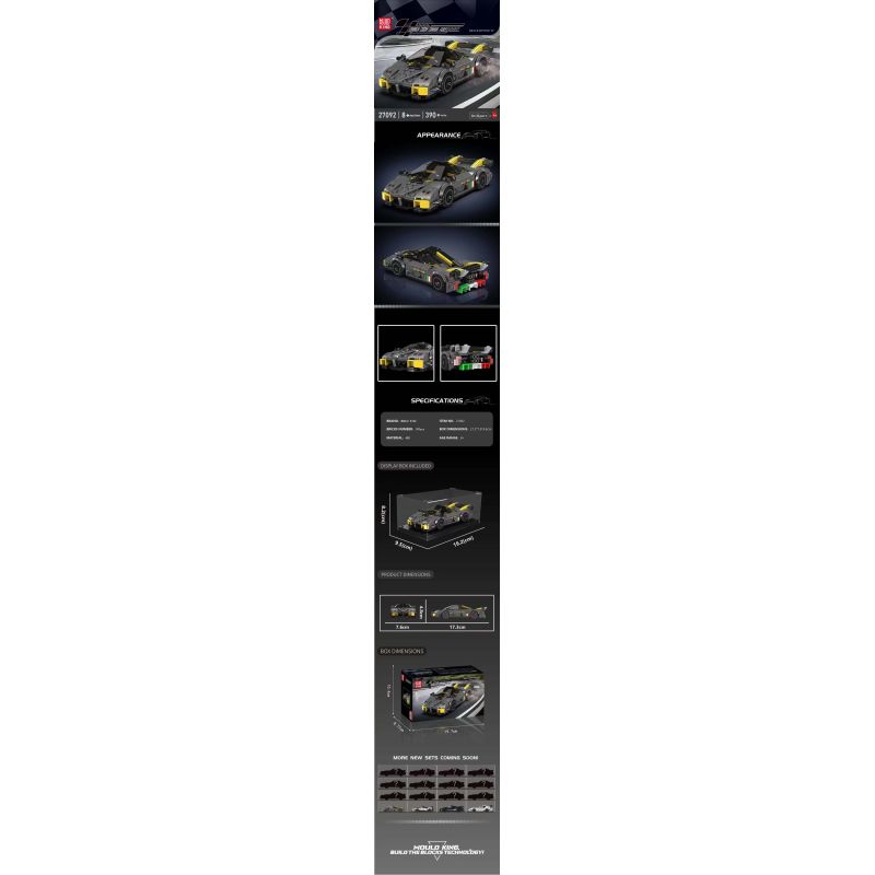 MouldKing 27092 Mould King 27092 PAGANI HUAYRA bộ đồ chơi xếp lắp ráp ghép mô hình Speed Champions Racing Cars Đua Xe Công Thức 390 khối