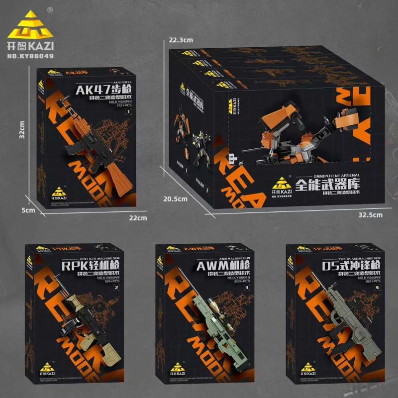 KAZI GBL BOZHI KY88049 Xếp hình lắp ráp ghép mô hình Gun hai thay đổi của Arsenal Gun mecha 4 loại súng tiểu đường loại 05 mecha, áo giáp súng máy AWM, áo giáp súng máy hạng nhẹ RPK, áo giáp súng trường AK47 KAZI GBL BOZHI KY88049 Xếp hình lắp ráp ghép mô hình Gun hai thay đổi của Arsenal Gun mecha 4 loại súng tiểu đường loại 05 mecha, áo giáp súng máy AWM, áo giáp súng máy hạng nhẹ RPK, áo giáp súng trường AK47