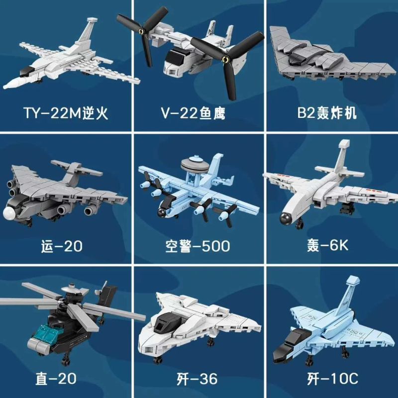 Kazi KY8301 8301 SỰ KẾT HỢP CỦA KHÔNG QUÂN HIỆN ĐẠI 8 bộ đồ chơi xếp lắp ráp ghép mô hình Military Army Quân Sự Bộ Đội