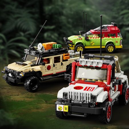 12GO 95001 BỘ XE ĐỊA HÌNH CỔ ĐIỂN THẾ GIỚI JURASSIC bộ đồ chơi xếp lắp ráp ghép mô hình Jurassic World CLASSIC OFF-ROAD VEHICLE Thế Giới Khủng Long 1632 khối