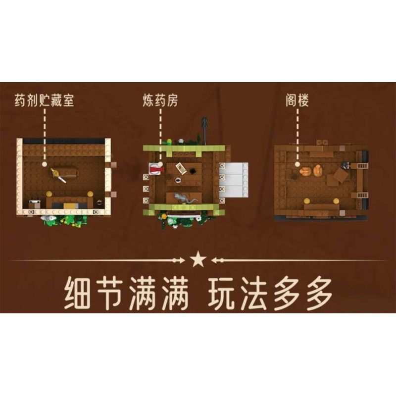 MorkModel 033012 Mork Model 033012 NGÔI NHÀ BÍ MẬT THỜI TRUNG CỔ bộ đồ chơi xếp lắp ráp ghép mô hình Medieval Castle MEDIEVAL MYSTIC CABIN Chiến Tranh Trung Cổ 2225 khối