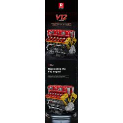 REOBRIX 33017 ĐỘNG CƠ V12 bộ đồ chơi xếp lắp ráp ghép mô hình Technic V12 ENGINE Kỹ Thuật Công Nghệ Cao Mô Hình Phương Tiện 4719 khối