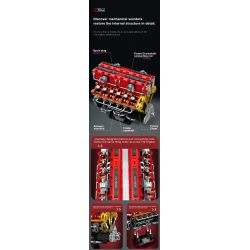 REOBRIX 33017 ĐỘNG CƠ V12 bộ đồ chơi xếp lắp ráp ghép mô hình Technic V12 ENGINE Kỹ Thuật Công Nghệ Cao Mô Hình Phương Tiện 4719 khối