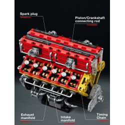 REOBRIX 33017 ĐỘNG CƠ V12 bộ đồ chơi xếp lắp ráp ghép mô hình Technic V12 ENGINE Kỹ Thuật Công Nghệ Cao Mô Hình Phương Tiện 4719 khối