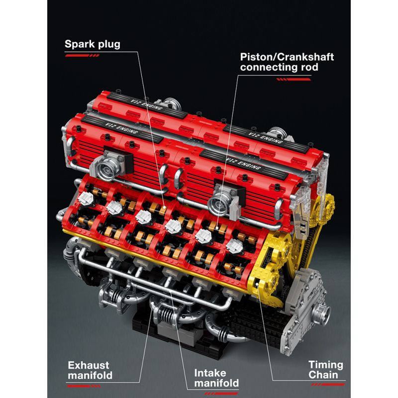 REOBRIX 33017 ĐỘNG CƠ V12 bộ đồ chơi xếp lắp ráp ghép mô hình Technic V12 ENGINE Kỹ Thuật Công Nghệ Cao Mô Hình Phương Tiện 4719 khối
