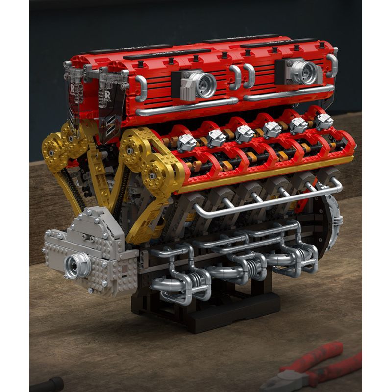 REOBRIX 33017 ĐỘNG CƠ V12 bộ đồ chơi xếp lắp ráp ghép mô hình Technic V12 ENGINE Kỹ Thuật Công Nghệ Cao Mô Hình Phương Tiện 4719 khối
