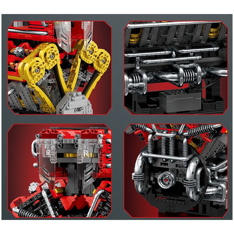 REOBRIX 33017 ĐỘNG CƠ V12 bộ đồ chơi xếp lắp ráp ghép mô hình Technic V12 ENGINE Kỹ Thuật Công Nghệ Cao Mô Hình Phương Tiện 4719 khối