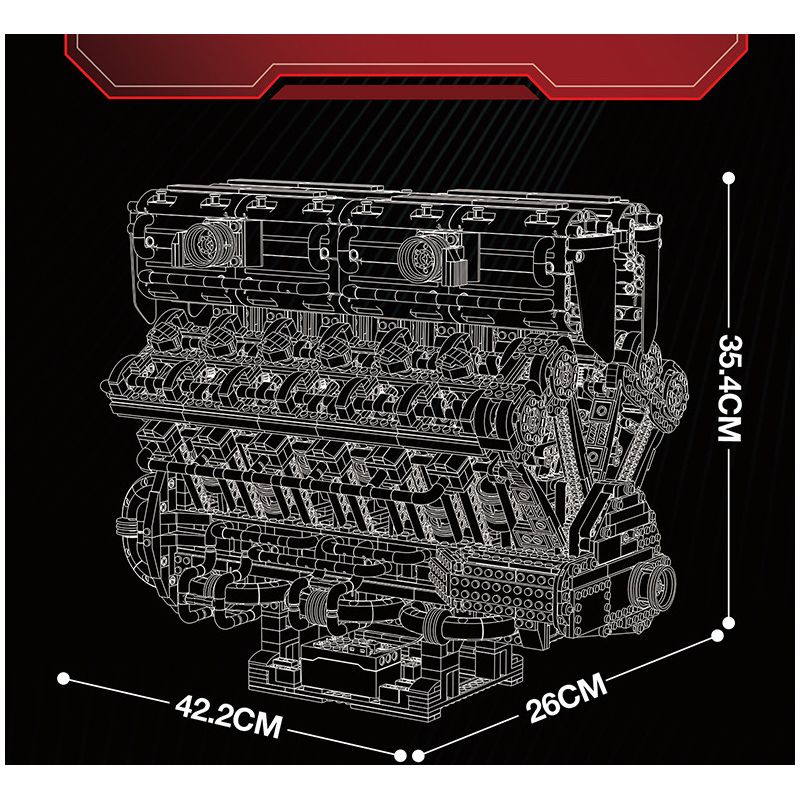 REOBRIX 33017 ĐỘNG CƠ V12 bộ đồ chơi xếp lắp ráp ghép mô hình Technic V12 ENGINE Kỹ Thuật Công Nghệ Cao Mô Hình Phương Tiện 4719 khối