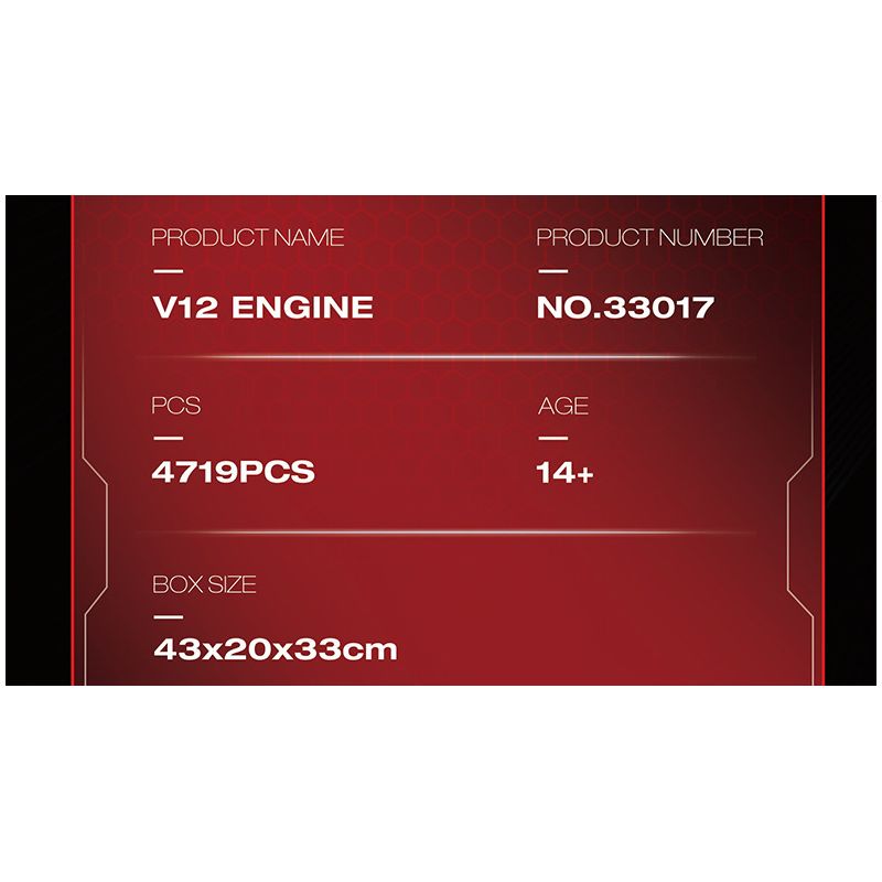 REOBRIX 33017 ĐỘNG CƠ V12 bộ đồ chơi xếp lắp ráp ghép mô hình Technic V12 ENGINE Kỹ Thuật Công Nghệ Cao Mô Hình Phương Tiện 4719 khối